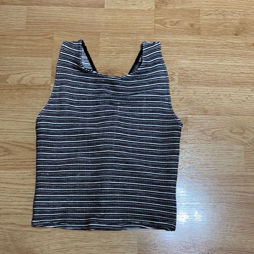 Dynamite Black & White Striped Ribbed Tank Top
